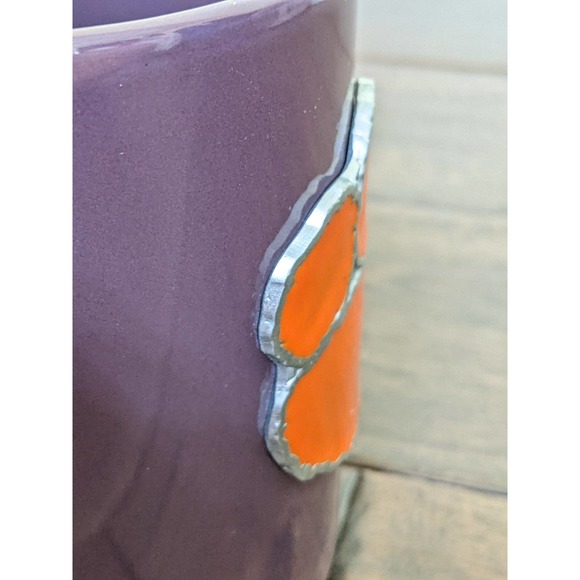 NCAA - CLEMSON TIGERS paw metal enamel logo coffee mug Orange and purple new - Picture 2 of 3